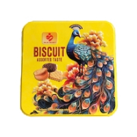 Bánh Quy Công Hộp  Thiếc Vuông Vàng